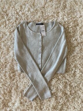 Brandy Melville Gray Button-Front Cardigan Sweater